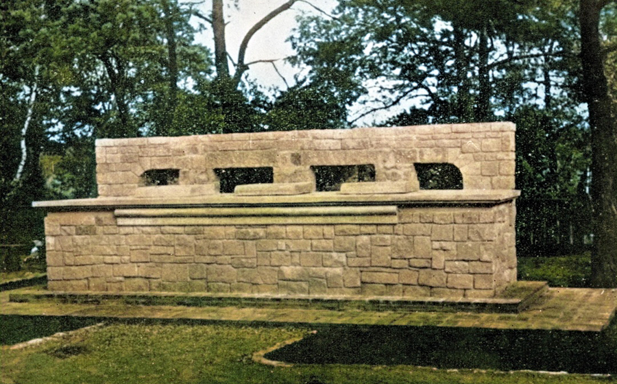 As it looked at the time, circa 1945, the original Memorial erected by the POWs of Stalag Luft III to commemorate the victims of <i>The Great Escape</i>